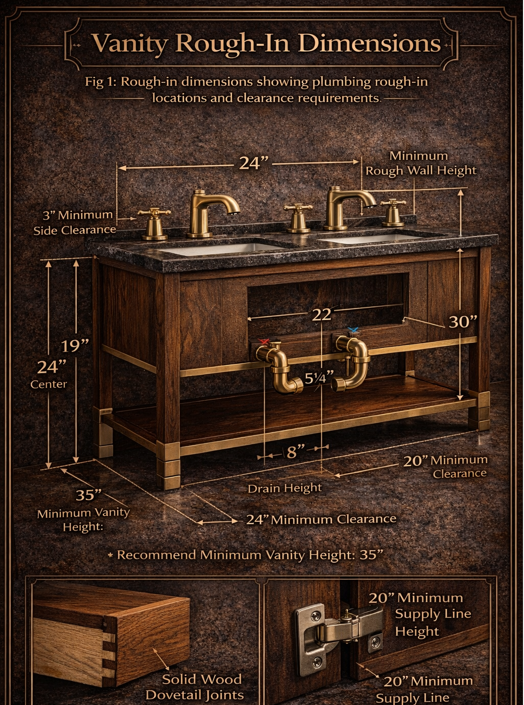 Vanity rough-in dimensions detail